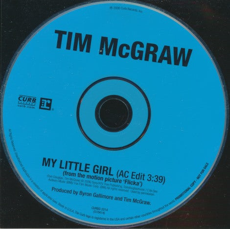 Tim McGraw: My Little Girl Promo w/ Back Artwork