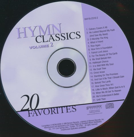 Hymn Classics: 20 Favorites Volume 2 w/ No Artwork