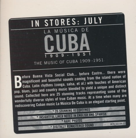 La Musica De Cuba 1909-1951 Promo