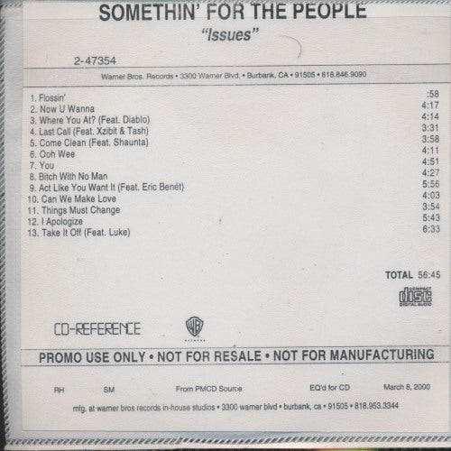 Somethin' For The People: Issues Promo w/ Front Artwork