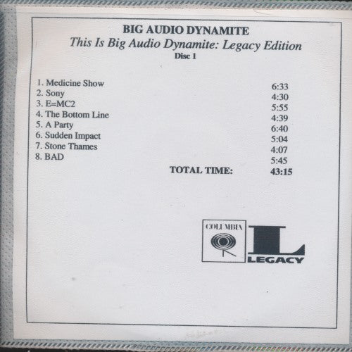 Big Audio Dynamite: This Is Big Audio Dynamite: Legacy Edition Vol. 1 Promo w/ Front Artwork