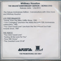 Whitney Houston: The Deluxe Anniversary Edition Promo 2-Disc Set w/ Front Artwork