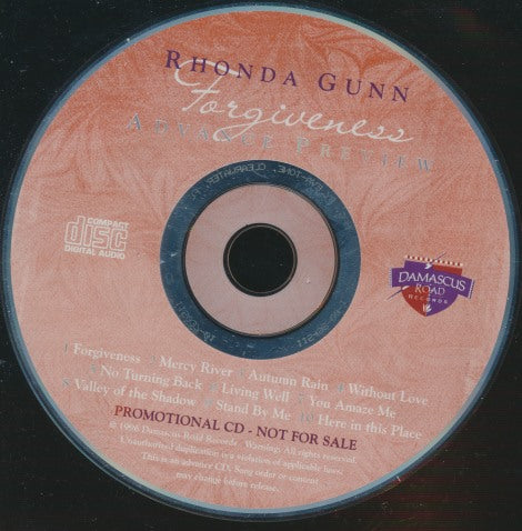 Rhonda Gunn: Forgiveness Advance Promo w/ No Artwork