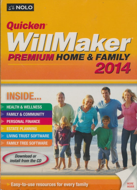 Quicken WillMaker & Living Trust Maker 2014 Premium Home & Family w/ Manual