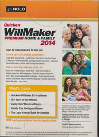 Quicken WillMaker & Living Trust Maker 2014 Premium Home & Family w/ Manual