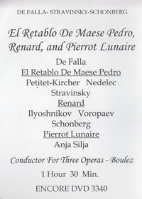 De Falla / Stravinsky / Schoenberg: El Retablo De Maese Pedro, Renard, And Pierrot Lunaire