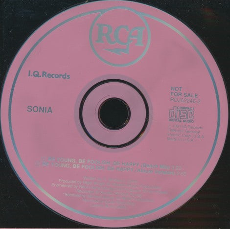 Sonia: Be Young, Be Foolish, Be Happy 2-Track Promo w/ Back Artwork