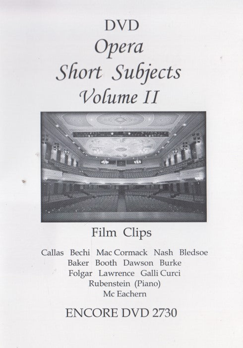 Opera Short Subjects: Film Clips Volume II