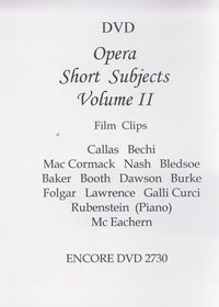 Opera Short Subjects: Film Clips Volume II