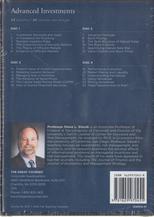 The Great Courses: Advanced Investments 4-Disc Set w/ Course Guidebook ...