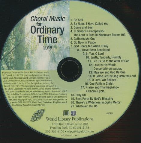 Choral Music For Ordinary Time 2016 w/ No Artwork