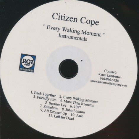 Citizen Cope: Every Waking Moment: Instrumentals Promo w/ No Artwork