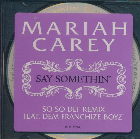 Mariah Carey: Say Somethin': So So Def Remix 3-Track Promo w/ Hype Sticker & Back Artwork