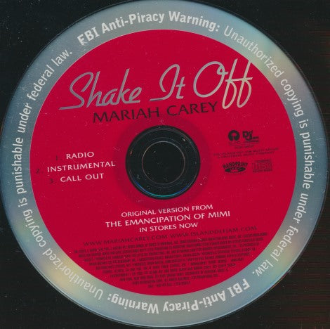 Mariah Carey: Shake It Off 3-Track Promo w/ Back Artwork - NeverDieMedia