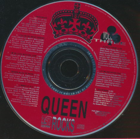 Queen: Queen Rocks Volume Three Promo w/ Back Artwork