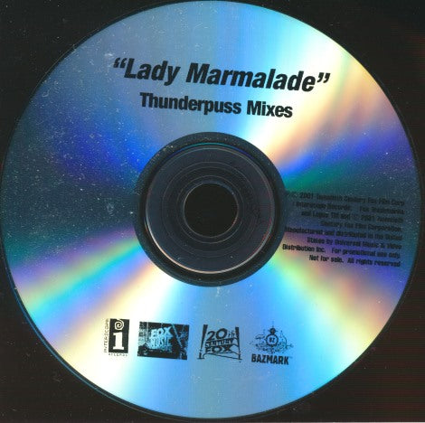 Christina Aguilera, Pink, Lil' Kim & Mya:  Lady Marmalade: Thunderpuss Mixes 8-Track Promo w/ Back Artwork