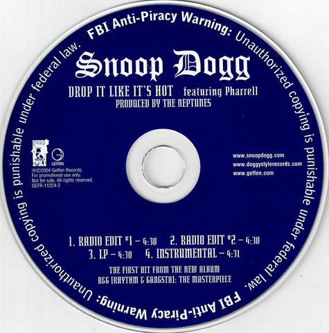 Snoop Dogg: Drop It Like It's Hot 4-Track Promo w/ Back Artwork - NeverDieMedia