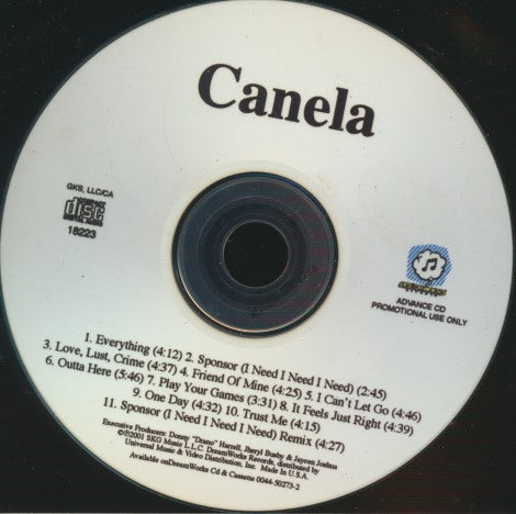 Canela: Canela Advance Promo w/ Back Artwork