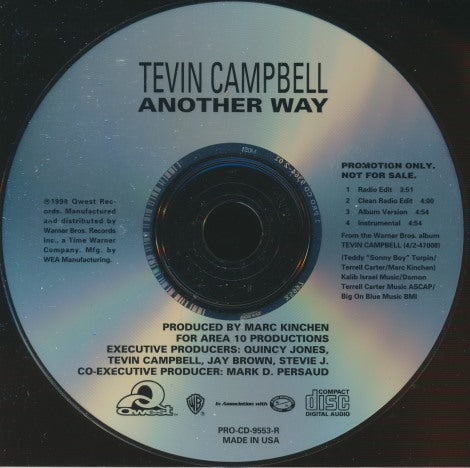 Tevin Campbell: Another Way 4-Track Promo w/ Back Artwork - NeverDieMedia