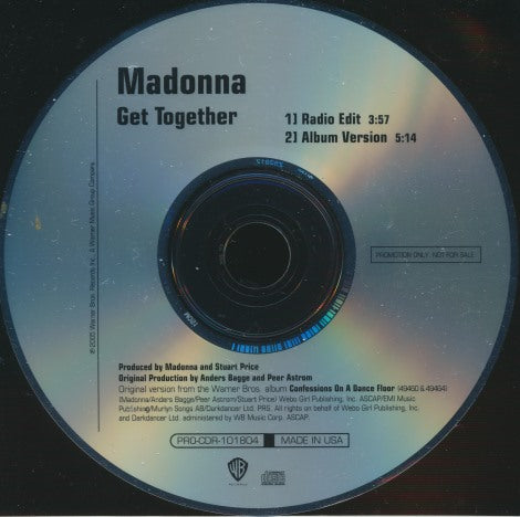 Madonna: Get Together 2-Track Promo w/ Back Artwork