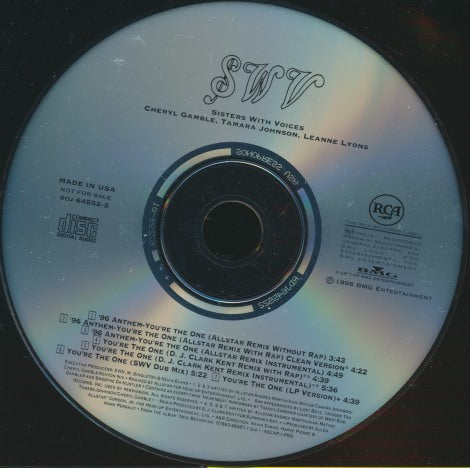 SWV: You're The One ('96 Anthem / Remixes) 7-Track Promo w/ Back Artwork