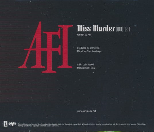 Afi Promo AFI: Miss Murder Promo – NeverDieMedia