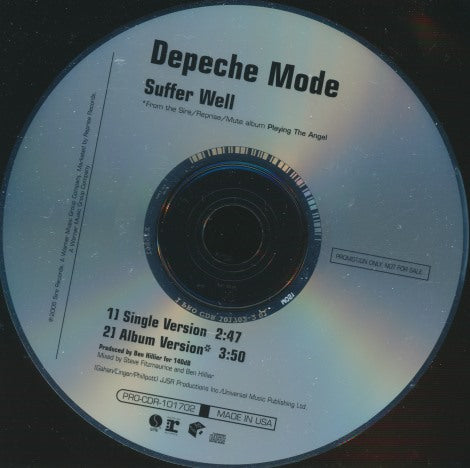 Depeche Mode: Suffer Well 2-Track Promo w/ Back Artwork