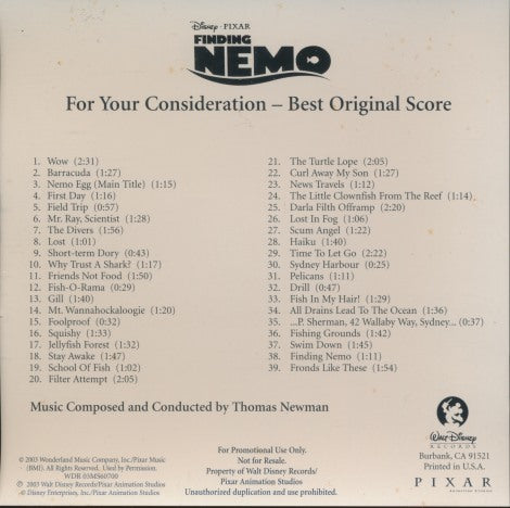 Finding Nemo: Original Score 39-Track FYC Promo - NeverDieMedia