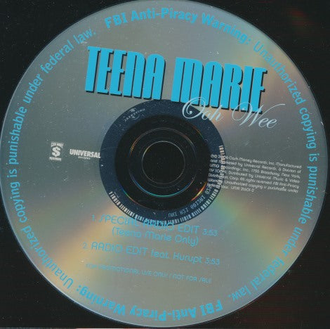 Teena Marie: Ooh Wee 2-Track Promo w/ Back Artwork
