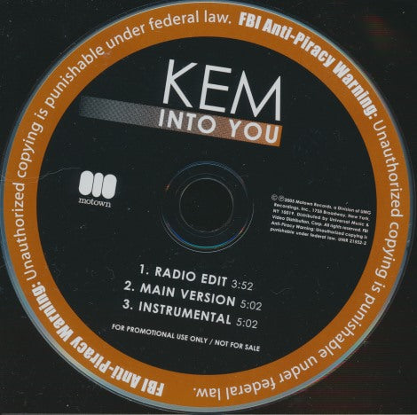 Kem: Into You 3-Track Promo w/ Back Artwork