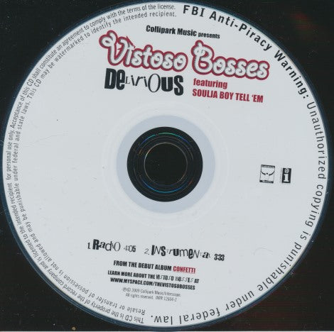 Vistoso Bosses: Delirious 2-Track Promo w/ Back Artwork