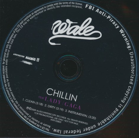 Wale: Chillin 3-Track Promo w/ Back Artwork