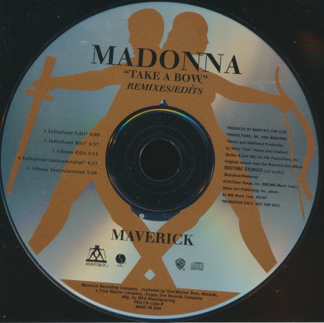 Madonna: Take A Bow: Remixes/Edits 5-Track Promo w/ Back Artwork