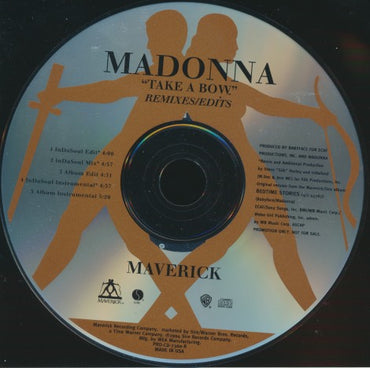 Madonna: Take A Bow: Remixes/Edits 5-Track Promo w/ Back Artwork