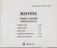 Madonna: Take A Bow: Remixes/Edits 5-Track Promo w/ Back Artwork