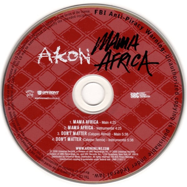 Akon: Mama Africa 4-Track Promo w/ Back Artwork
