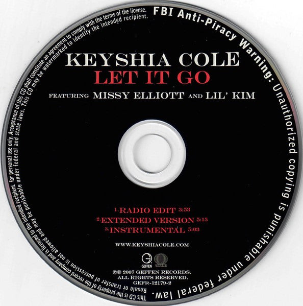 Keyshia Cole Featuring Missy Elliott & Lil' Kim: Let It Go 3-Track Promo w/ Back Artwork - NeverDieMedia