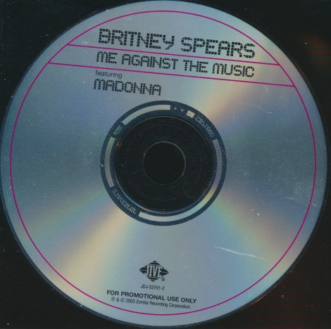 Britney Spears Featuring Madonna: Me Against The Music 4-Track Promo w/ Back Artwork
