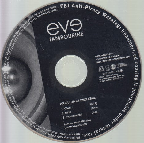 Eve: Tambourine 3-Track Promo w/ Back Artwork