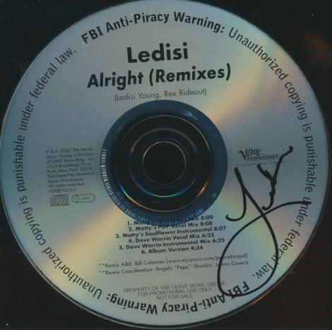 Ledisi: Alright (Remixes) Signed 6-Track Promo w/ Back Artwork