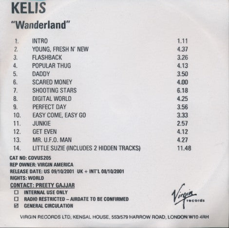 Kelis: Wanderland Promo w/ Front Artwork