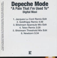 Depeche Mode: A Pain That I'm Used To: Digital Maxi 6-Track Promo w/ Front Artwork