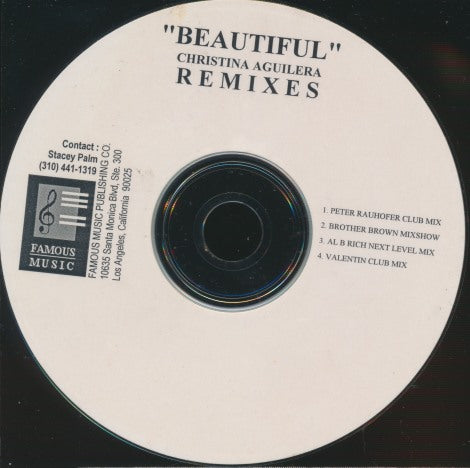 Christina Aguilera: Beautiful Remixes 4-Track Promo w/ Discolored Back Artwork