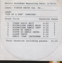 Janet: Son Of A Gun (Remixes) 7-Track Promo w/ Front Artwork