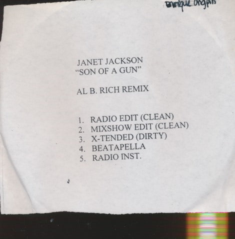 Janet Jackson: Son Of A Gun: Al B. Rich Remix 5-Track Promo w/ Damaged Front Artwork