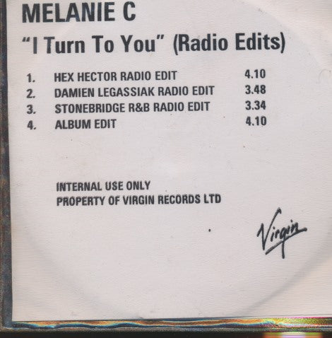 Melanie C: I Turn To You (Radio Edits) 4-Track Promo