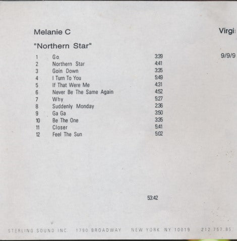 Melanie C: Northern Star Mastered LP Promo w/ Front Artwork