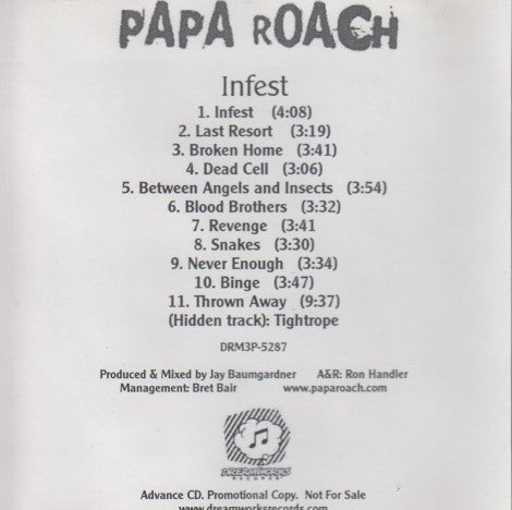 Papa Roach: Infest 11-Track Advance Promo