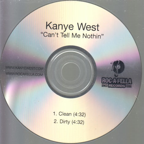 Kanye West: Can't Tell Me Nothing 2-Track Promo w/ Front Artwork