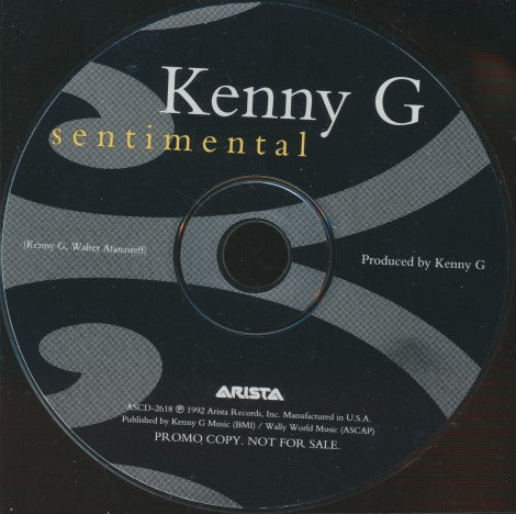Kenny G: Sentimental 2-Track Promo w/ Back Artwork